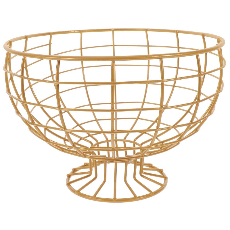 Gold Finish Steel Wire Fruit Basket For Kitchen Countertop Dining Storage - Image 2