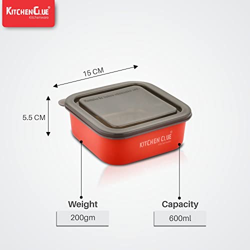 KITCHEN CLUE Microwave Safe Airtight & Leal-Proof Lunch Containers for Kitchen, 800 ML Pack of 6 Pcs I Stainless Steel Lunch Box for Office School Kids & Adults I BPA Free I Spill-Proof Lids - Image 3