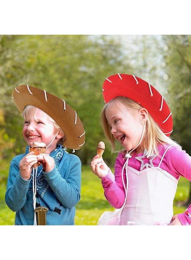 GiftExpress GiftExpress Brown Felt Cowboy Hat with Chin Strap - Cowgirl Costume Accessory for USA Western Rodeo Theme Party & Pretend Play - Young Boy & Girls, Child Size  - Image 2