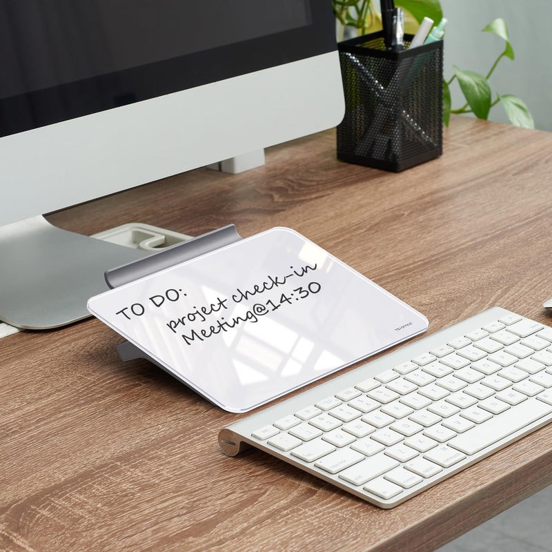 TSJ OFFICE Small Desktop Whiteboard - Glass Dry Erase Board 8 X 6 Inches Tabletop Easel Whiteboard with Stand, Desk Board Buddy for Artist, Teacher and Student - Image 3