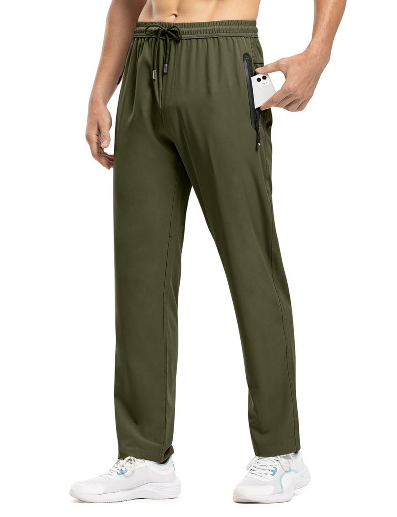 TBMPOY Men's Travel Hiking Pants Lightweight Athletic Wind Athletic Pant Windbreaker Fishing Active Jogger Green L - Image 2