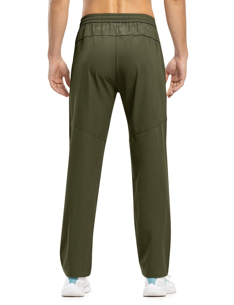 TBMPOY Men's Travel Hiking Pants Lightweight Athletic Wind Athletic Pant Windbreaker Fishing Active Jogger Green L - Image 3