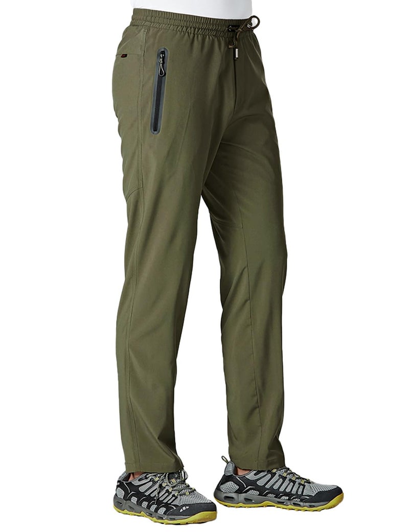 TBMPOY Men's Travel Hiking Pants Lightweight Athletic Wind Athletic Pant Windbreaker Fishing Active Jogger Green L - Image 1