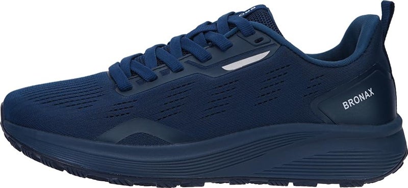 BRONAX Mens Wide Toe Box Tennis Shoes Lace up Walking Road Running Rubber Outsole Size 9.5w Breathable Mesh Workout Athletics Sneakers Comfy Male Training Dark Bule 43 - Image 3
