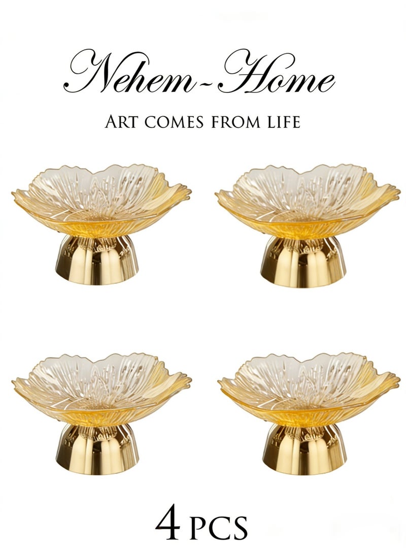 nehem 4 PCS Clear Serving Tray, Serving Plate, Elegant Floral Pattern Clear Trays, Spill-Proof Tray,Decorative Serving Tray for Candy, Fruit, Nuts & Desserts - Image 1