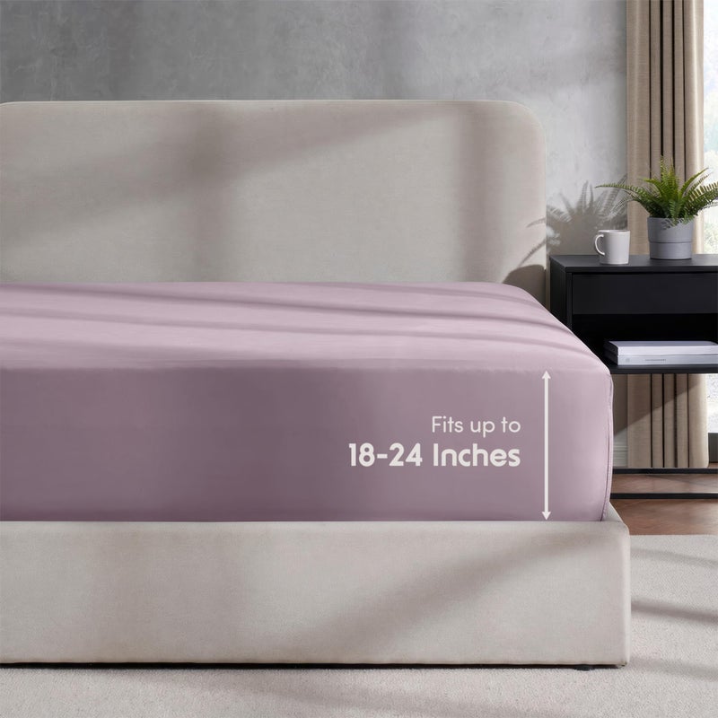 Nestl Nestl Grayish Purple Twin Fitted Sheet Kids  Extra Deep Pocket Fitted Sheet Twin Size  1800 Microfiber Fitted Twin Sheet Only  Ultra Soft Twin Bed Fitted Sheet Fits up to 24 Inch Mattress  - Image 3