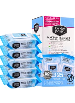 Berkley Jensen Makeup Remover Wipes125 Cleansing Towelettes UltraSoft Cleansing Facial Towelettes for Waterproof Makeup AlcoholFree PlantBased FlipTop Packs 25 ct Pack of 5