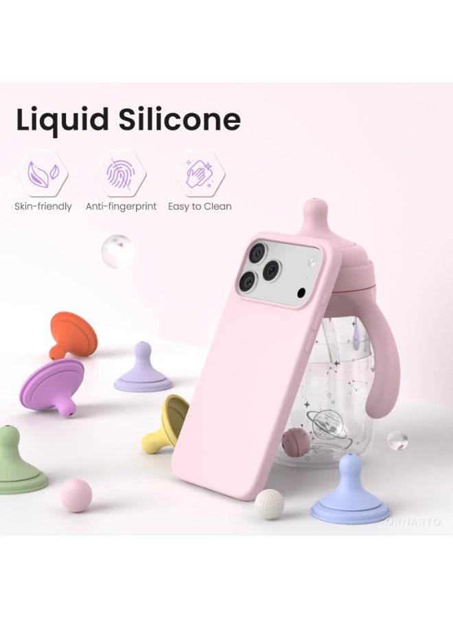 Q TRIPLE A Premium Liquid Silicone Protective Case for iPhone 17 Pro Max - Slim Soft-Touch Shockproof Cover, Available in 27 Vibrant Colors (Chalk Pink) - Image 2