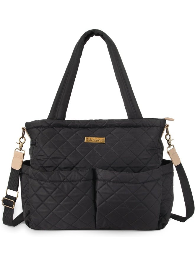 Baby Essentials Quilted Diaper Bag Crossbody Tote Purse with Shoulder Strap - Image 3