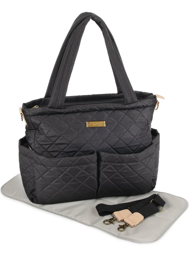 Baby Essentials Quilted Diaper Bag Crossbody Tote Purse with Shoulder Strap - Image 2