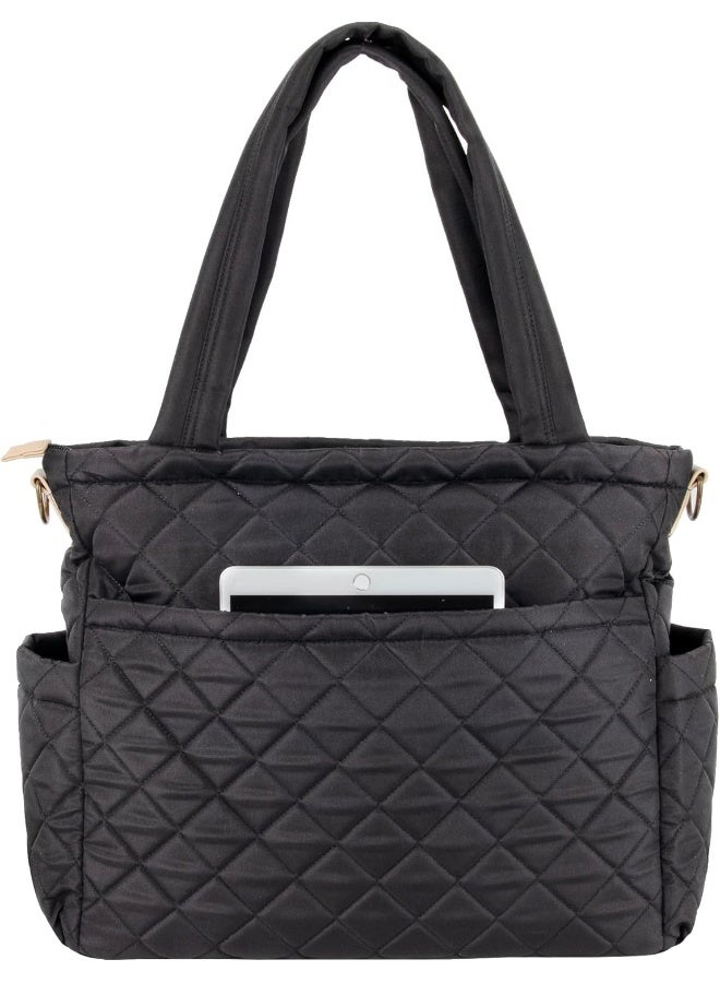 Baby Essentials Quilted Diaper Bag Crossbody Tote Purse with Shoulder Strap - Image 4