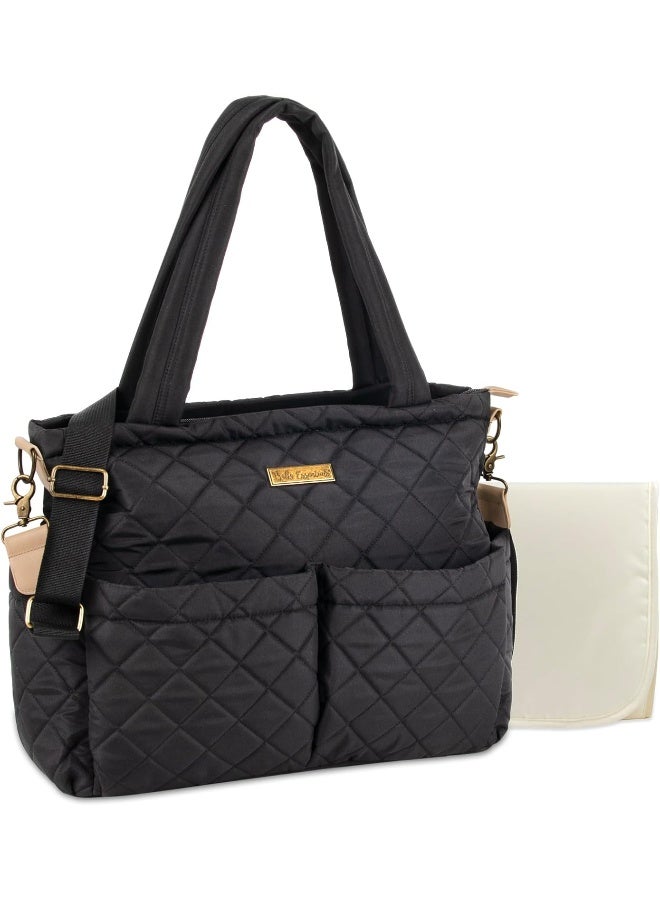 Baby Essentials Quilted Diaper Bag Crossbody Tote Purse with Shoulder Strap - Image 1