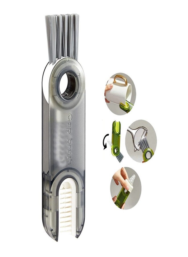 JUPITER WARRIOR 3 in 1 Multifunctional Cleaning Brush Tiny Bottle Cup Lid Brush Straw Cleaner Tools Multi-Functional Crevice Cleaning Brush Home Kitchen Cleaning Tools -1PC Grey - Image 1
