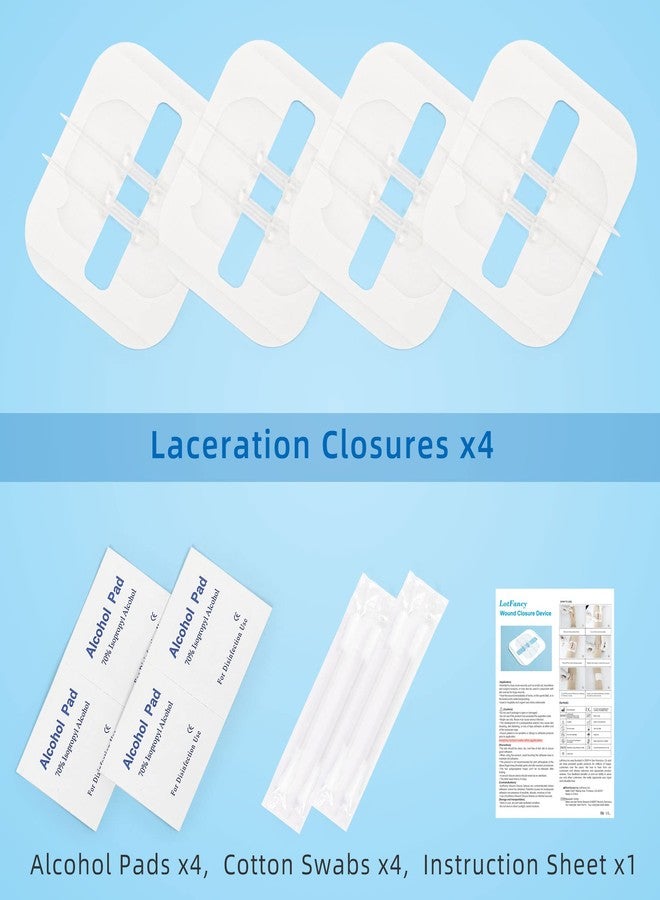 LotFancy لوتفانسي إغلاق الجروح الطارئة، 4 قطع، مستلزمات الإسعافات الأولية، لاصقات طبية على شكل فراشة، مجموعة إصلاح الجروح الجراحية مع الملحقات، معقمة، خالية من اللاتكس - Image 4
