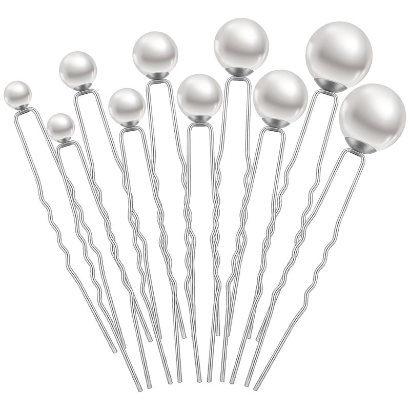 48 Pieces Wedding Pearl Hair Pins Bridal Pearl Bobby Pins Clips for Hair U Shape Rhinestone Accessories Barrette for Brides Bridesmaid Girl Women 5 SizesSilver
