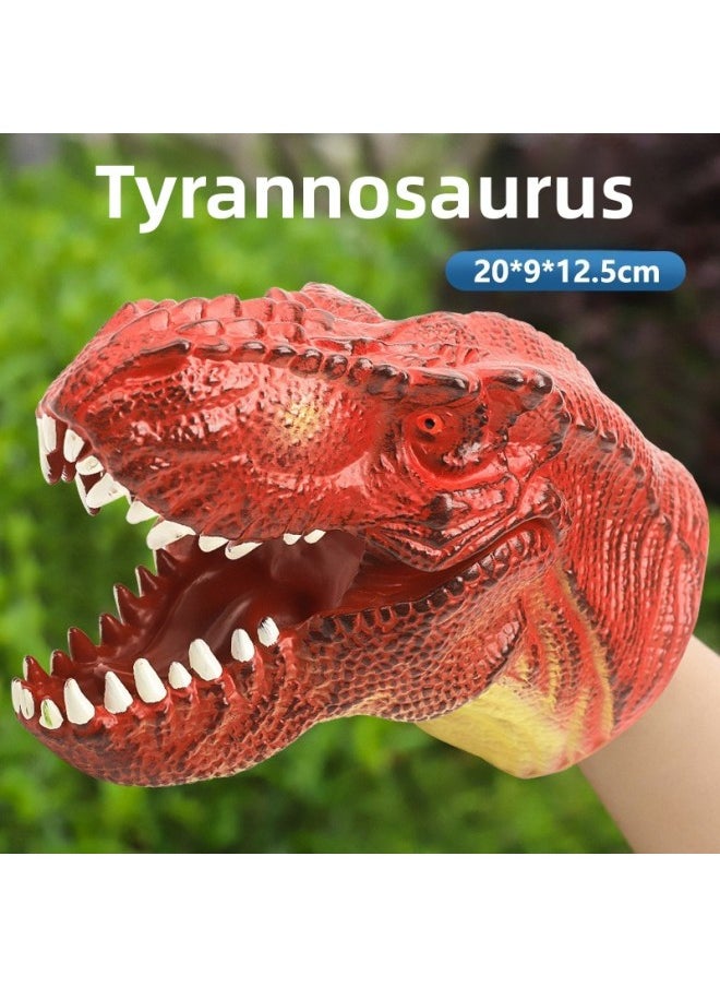 Generic - Boy Soft Rubber Dinosaur Hand Puppet Gloves Toy Simulation Soft Rubber Triceratops Tyrannosaurus Rex Model Toy Gifts Wholesale-Color:Triceratops [hand Puppet] - Image 1