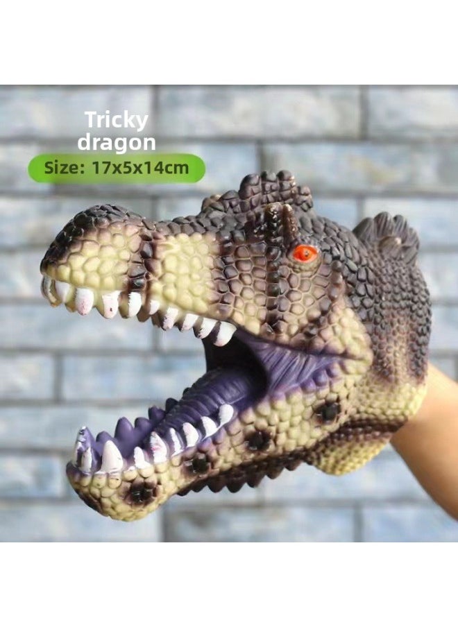 Generic - Boy Soft Rubber Dinosaur Hand Puppet Gloves Toy Simulation Soft Rubber Triceratops Tyrannosaurus Rex Model Toy Gifts Wholesale-Color:Triceratops [hand Puppet] - Image 1