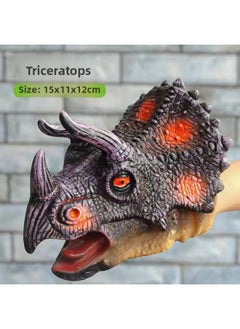 Boy Soft Rubber Dinosaur Hand Puppet Gloves Toy Simulation Soft Rubber Triceratops Tyrannosaurus Rex Model Toy Gifts Wholesale-Color:Triceratops [hand Puppet]
