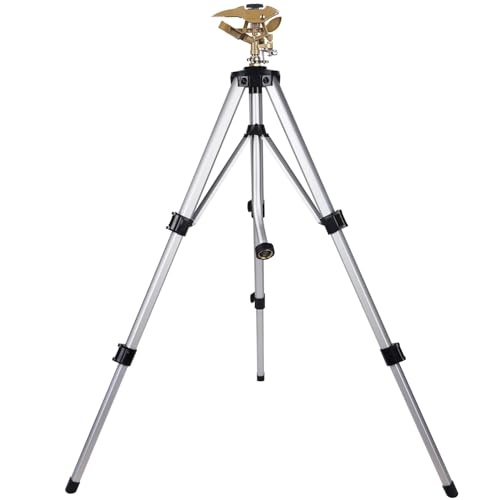 Biswing Large Impact Sprinkler Head on Tripod Base, Adjustable Zinc Alloy Lawn Sprinklers for Yard Lawn Garden, 3/4" NH Connector, 360 Degree Large Area Coverage Irrigator with Extension Legs, 1 Pack - Image 1