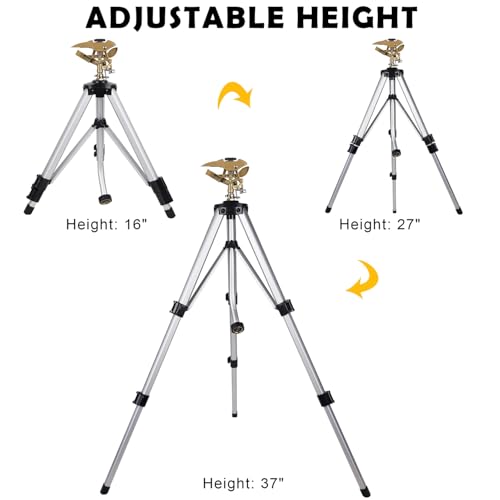 Biswing Large Impact Sprinkler Head on Tripod Base, Adjustable Zinc Alloy Lawn Sprinklers for Yard Lawn Garden, 3/4" NH Connector, 360 Degree Large Area Coverage Irrigator with Extension Legs, 1 Pack - Image 4
