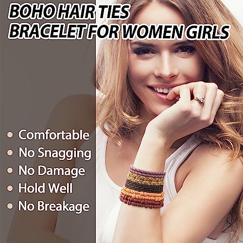 KANPRINCESS Hair Tie Bracelet, 10Pcs Boho Hair Ties For Girls and Women, Elastic Hair Ties, Hair Bands For Ponytails, Ponytail Holder For Daily Life, Sport, Cooking, Working - Image 4