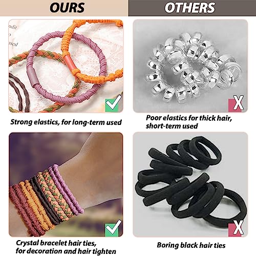 KANPRINCESS Hair Tie Bracelet, 10Pcs Boho Hair Ties For Girls and Women, Elastic Hair Ties, Hair Bands For Ponytails, Ponytail Holder For Daily Life, Sport, Cooking, Working - Image 3