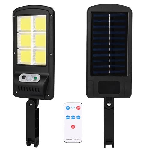 GIGAWATTS GW-610 Solar Street Light with 1200mAh Li-ion Battery 5.5V Panel & Remote 120 COB 3 Modes IP44 BIS Approved Security Motion Sensor Outdoor Lamp for Lawn Pathway (1Pc, White) - Image 1