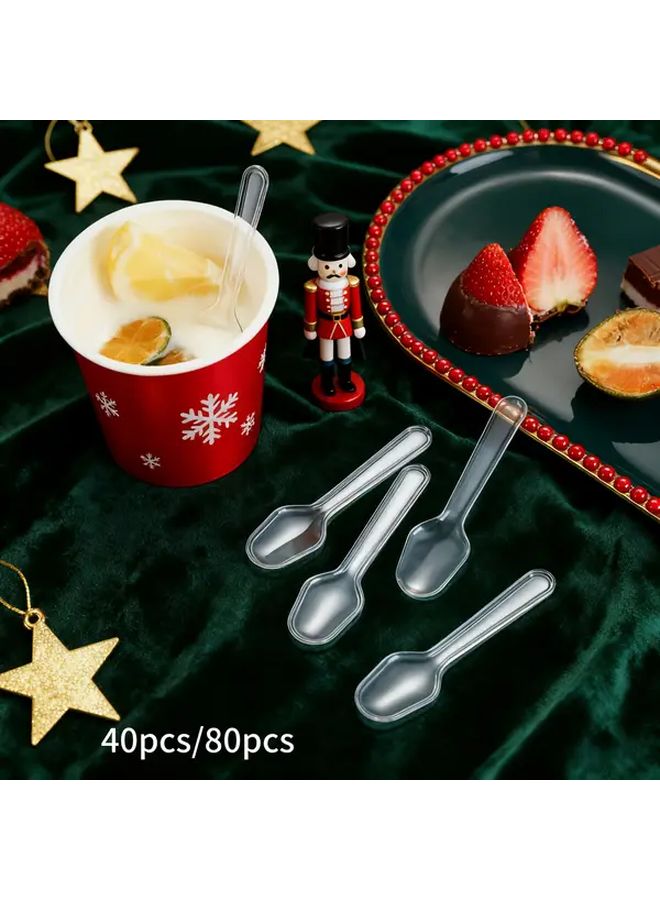 40 Pieces Dessert Spoons Spoon 1 Ice Cream Cake Yogurt Small Spoons Jelly Pudding Spoons Single Packaging For Birthday Party Christmas New Year Wedding Ceremony Outdoor Camping Picnic - Image 2