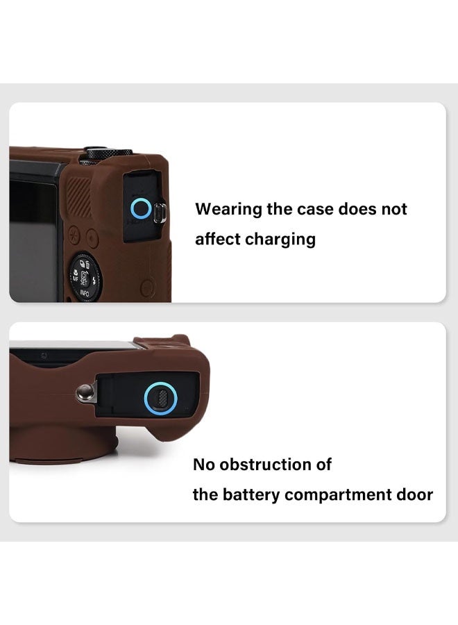 جراب لكاميرا كانون باور شوت G7X مارك III الرقمية، ملحقات جراب كاميرا G7X مارك III من السيليكون الناعم، غطاء حماية لكاميرا G7XIII G7X3 مع غطاء عدسة قابل للفصل - بني داكن - Image 2