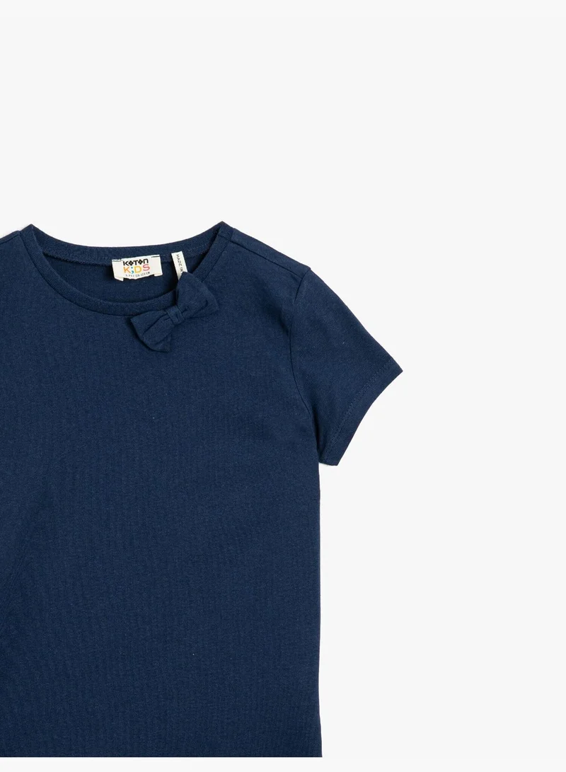 KOTON Bowtie T-Shirt Cotton Short Sleeve
