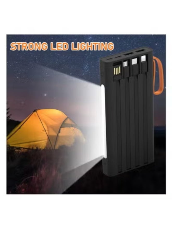 OALE Power Bank with Built-in Cables 20,000mAh – 22.5W PD Super Fast Charging Portable Charger with 4 Output Ports, LED Display, Dual Input, Universal Compatibility for iPhone, Samsung, Tablets & More – Sleek Black Design - Image 3