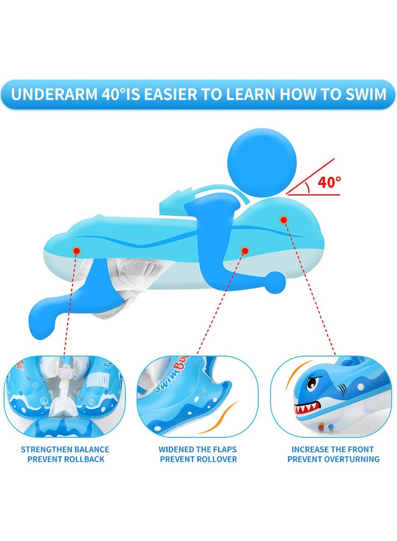 Baby Swimming Float Baby Swimming Ring Toddler Swimming Vest Children Waist Float Ring Inflatable Baby Float with Canopy Baby Swimming Ring Swimming Lap For Toddlers Swim Trainer (Shark) - Image 4