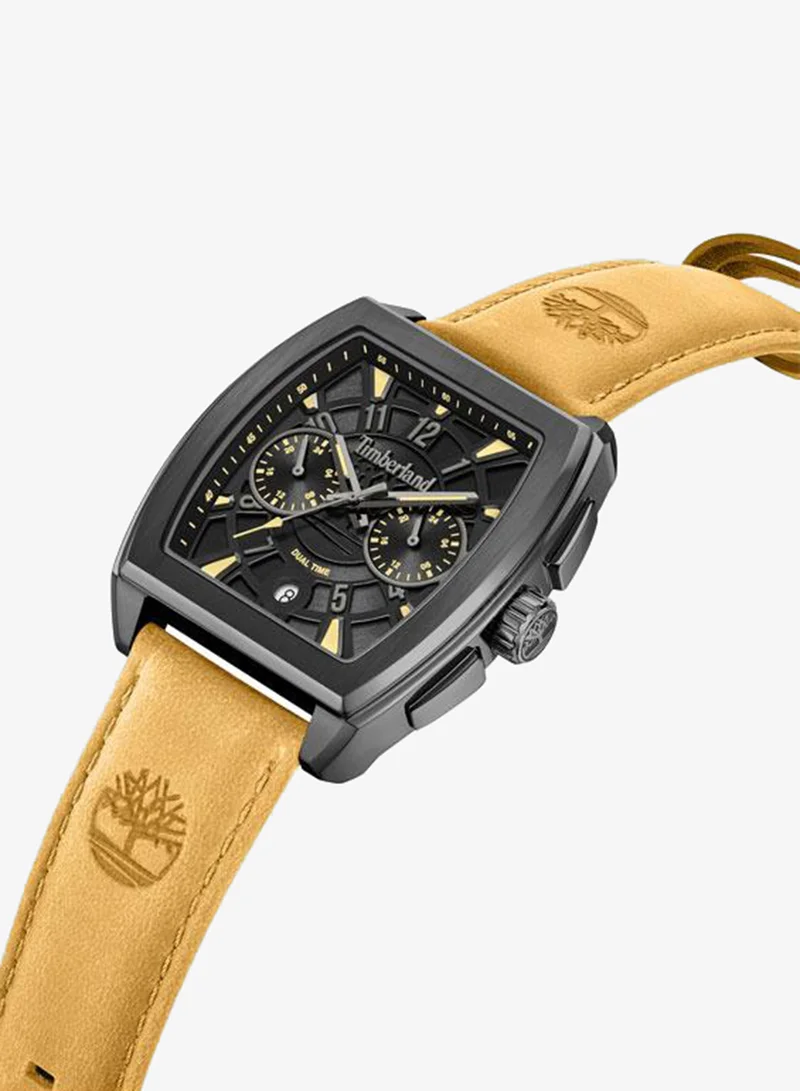 Timberland Morristown Black Dial Leather Strap Multifunction Watch for Men, 40mm