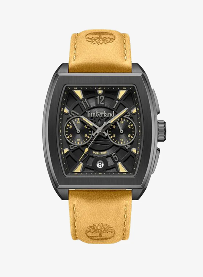 Timberland Morristown Black Dial Leather Strap Multifunction Watch for Men, 40mm