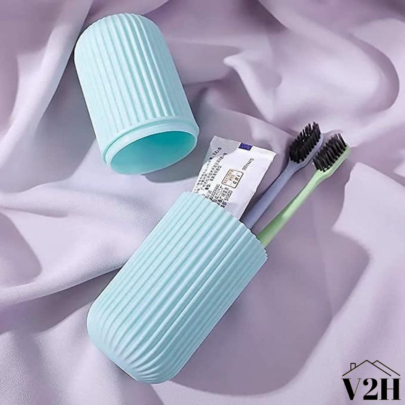 V2H Pack of 2 Plastic Toothbrush Cover Case for Travel Bathroom Hiking Camping Pen Pencil Stationery Box for Healthy Life, Travel Toothbrush Holder - (Multi Colour) - Image 4
