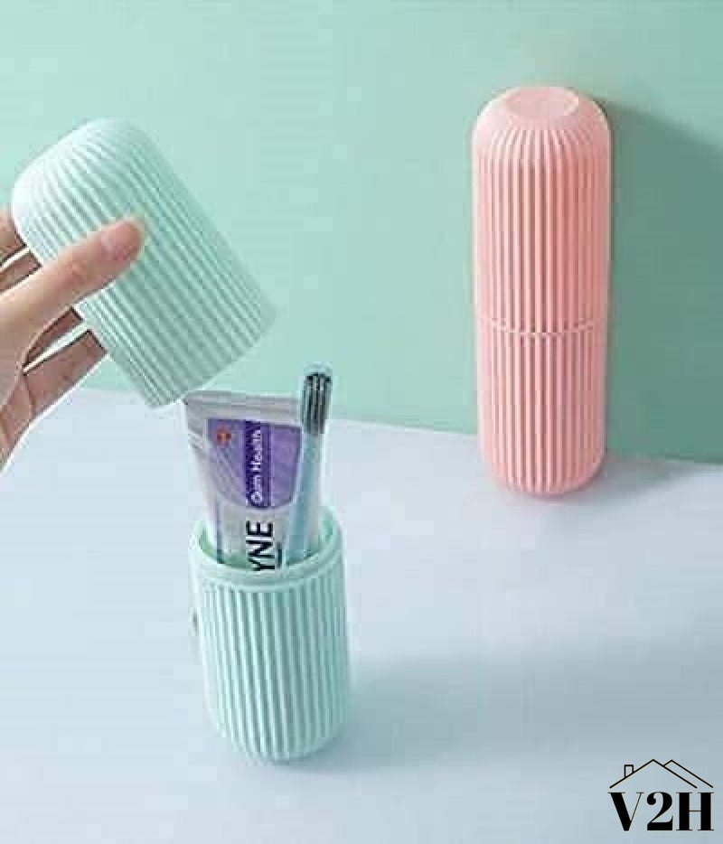 V2H Pack of 2 Plastic Toothbrush Cover Case for Travel Bathroom Hiking Camping Pen Pencil Stationery Box for Healthy Life, Travel Toothbrush Holder - (Multi Colour) - Image 2