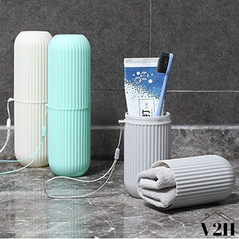 V2H Pack of 2 Plastic Toothbrush Cover Case for Travel Bathroom Hiking Camping Pen Pencil Stationery Box for Healthy Life, Travel Toothbrush Holder - (Multi Colour) - Image 3