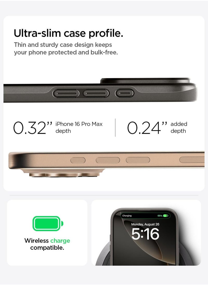 Spigen - غطاء ماغ سيف نحيف مناسب لجهاز آيفون 16 برو ماكس (2024) - لون رمادي معدني - Image 1
