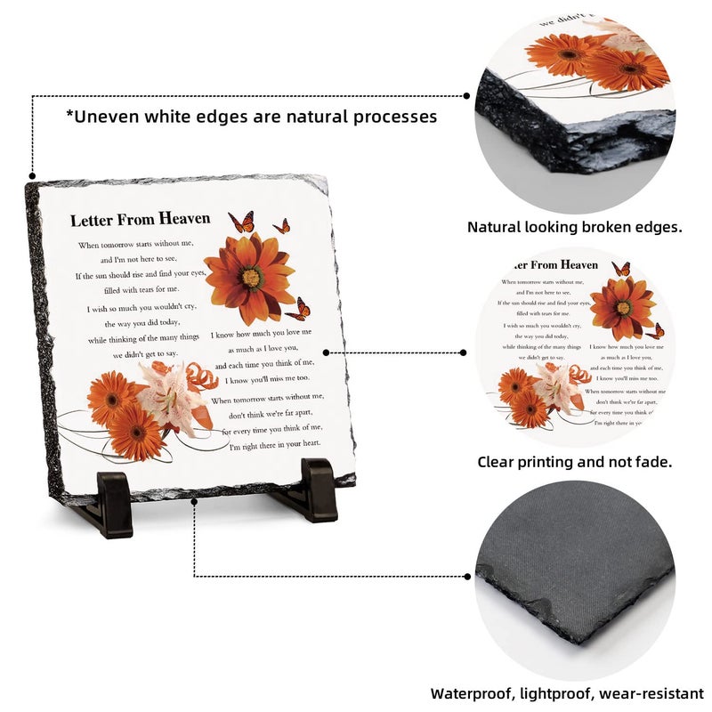 Sympathy Plaques Gifts for Loss of Mother Bereavement/Grief/Memorial Gift Funeral Decor Sign in Memory of Loved One Sorry for Your Loss Decorative Signs (Square-Letter from heaven) - Image 1