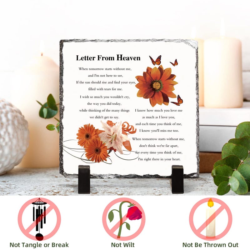 Sympathy Plaques Gifts for Loss of Mother Bereavement/Grief/Memorial Gift Funeral Decor Sign in Memory of Loved One Sorry for Your Loss Decorative Signs (Square-Letter from heaven) - Image 4