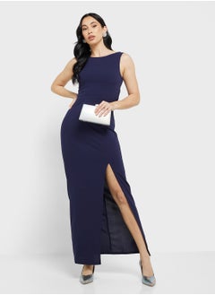 Little Mistress Satin Bow Maxi Bridesmaid Dress  - Image 1