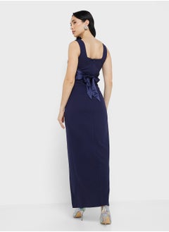 Little Mistress Satin Bow Maxi Bridesmaid Dress  - Image 2