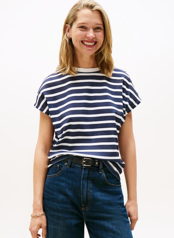 تومي هيلفيغر تيشيرت بياقة دائرية مخطط - Image 1