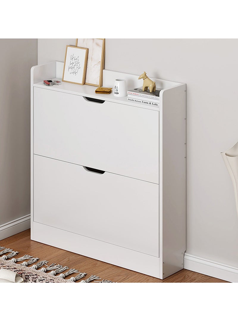 Arabest خزانة أحذية بباب قابل للطي بطبقتين، منظم رف أحذية قائم بذاته مع باب قابل للطي، خزانة أحذية حديثة بباب قابل للطي للمدخل والممر وغرفة النوم (أبيض) - Image 2