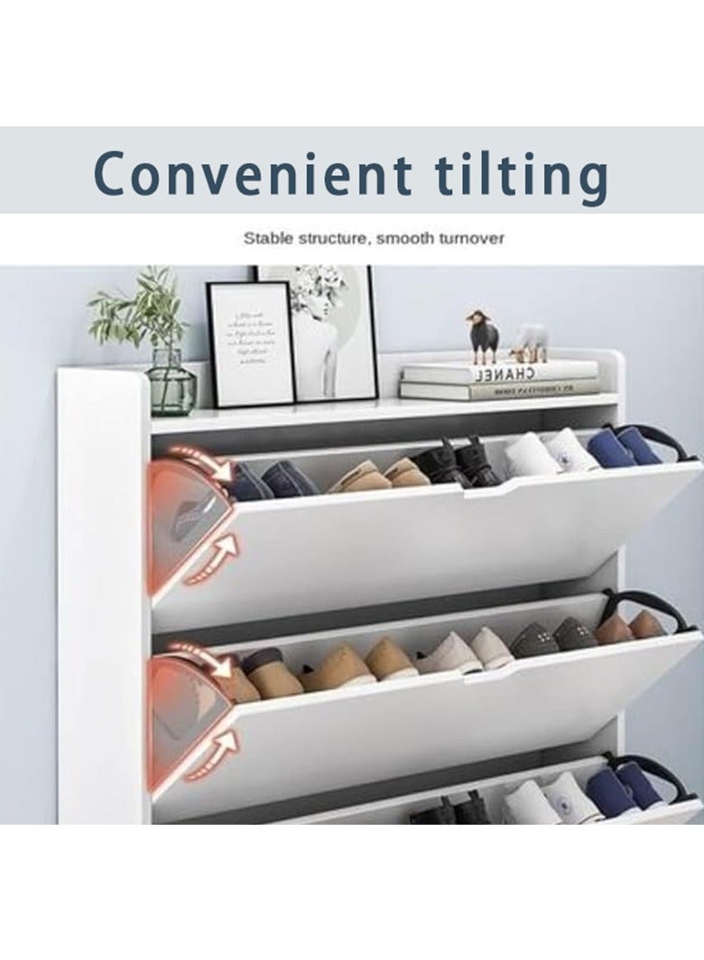 Arabest خزانة أحذية بباب قابل للطي بطبقتين، منظم رف أحذية قائم بذاته مع باب قابل للطي، خزانة أحذية حديثة بباب قابل للطي للمدخل والممر وغرفة النوم (أبيض) - Image 5
