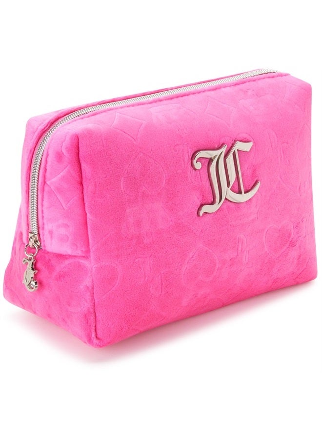 Juicy Couture حقيبة مستحضرات التجميل النسائية - حقيبة مكياج وأدوات تجميل للسفر، وردي فاتح - Image 1