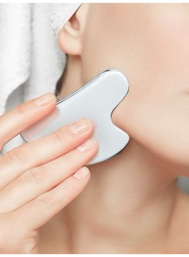 أداة غوا شا من الفولاذ المقاوم للصدأ للعناية الذاتية، أداة غوا شا معدنية للوجه، أداة غوا شا لعلاج الوجه والجسم - Image 1