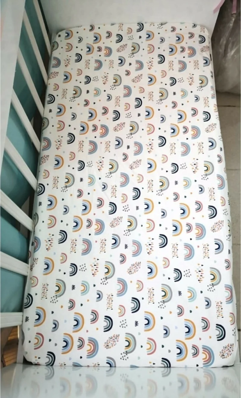 Bebek Özel Baby Special Cotton Baby and Kids Fitted Sheet Cute Rainbow 90x200 cm