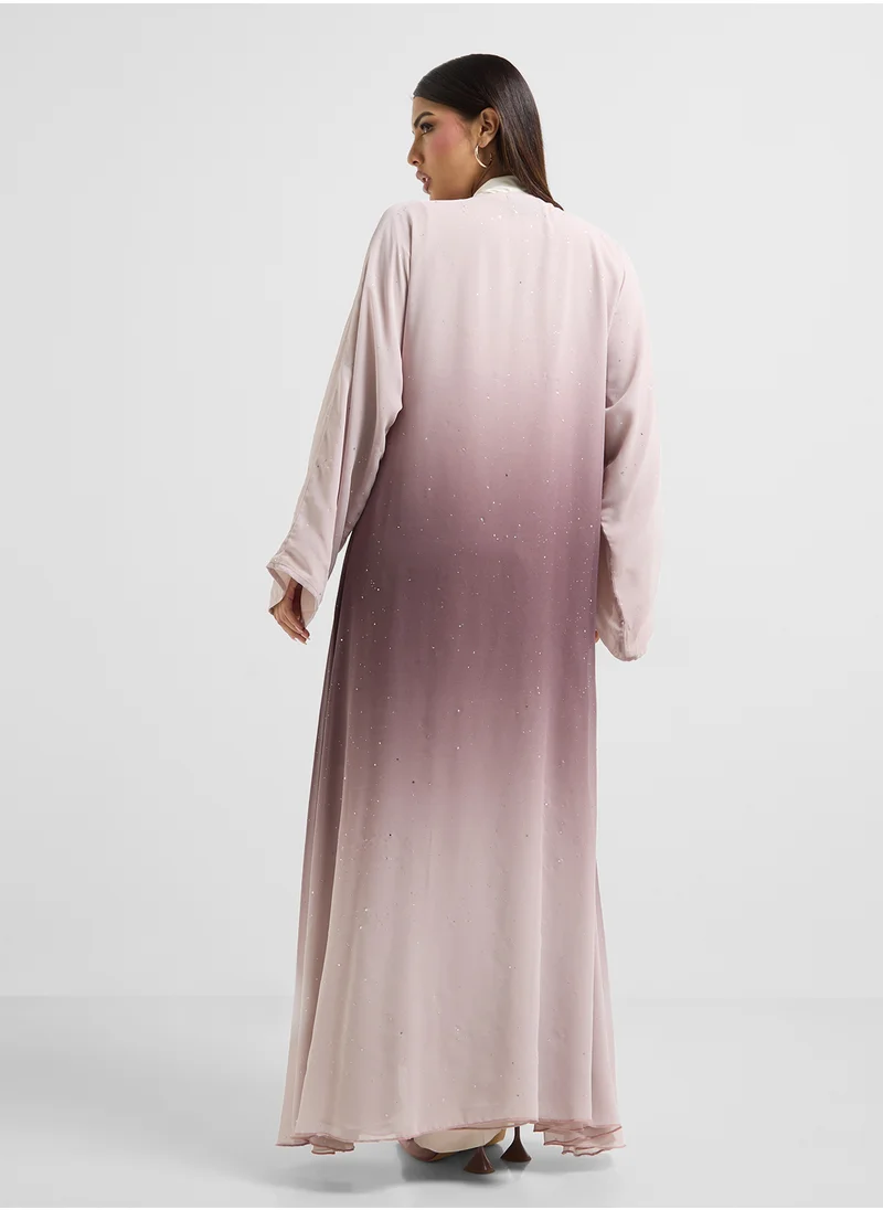 hayas closet V-Neck Flared Sleeve Abaya