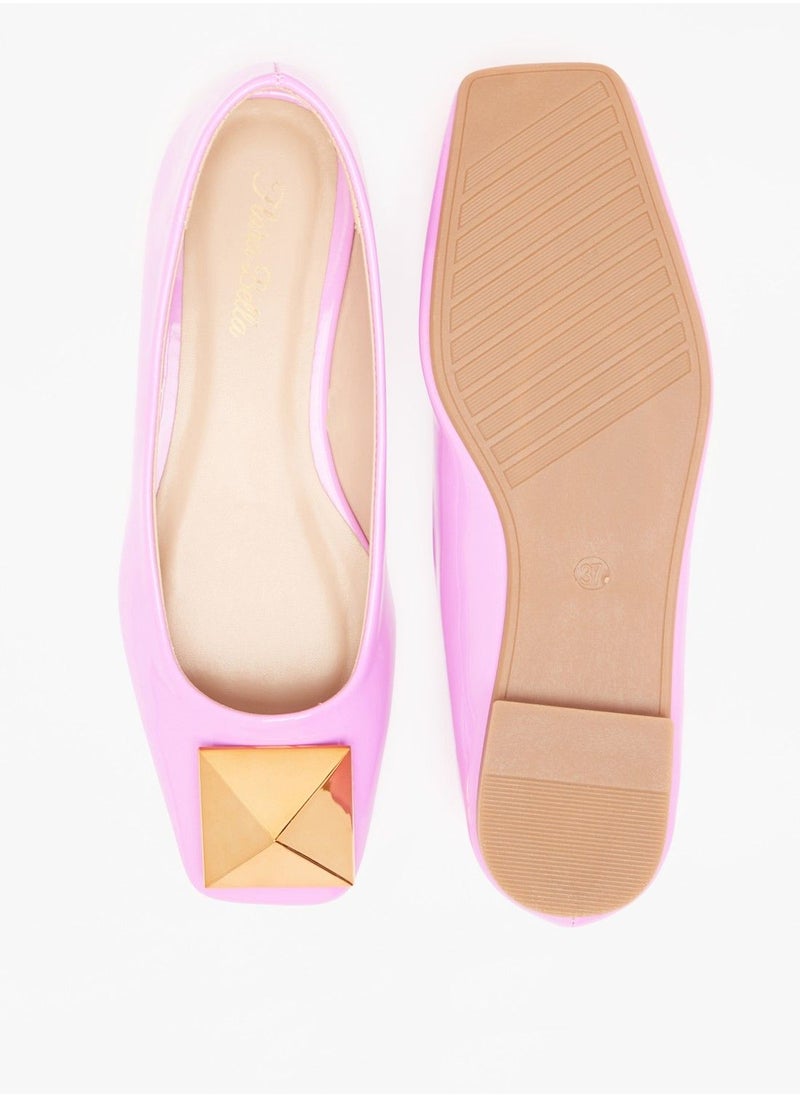 Flora Bella - Flora Bella Embellished Square Toe Ballerina Shoes - Image 1